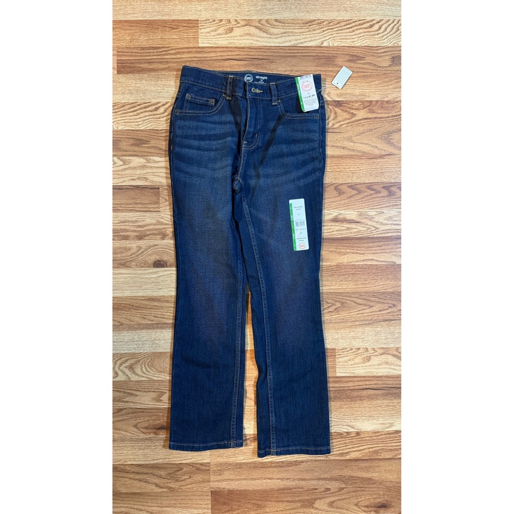 Wonder Nation Boys Straight Leg Jeans Dark Wash Adjustable Waist Size‎ 10 NWT